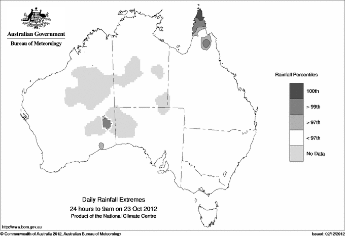 Australian daily rainfall extreme area maps