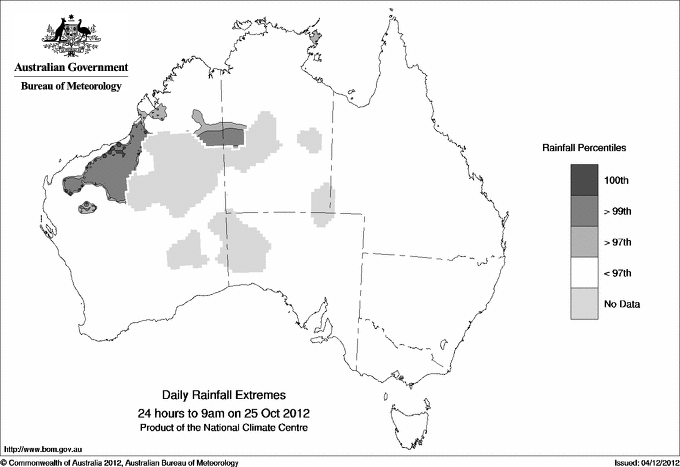 Australian daily rainfall extreme area maps