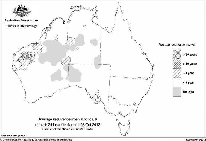 Australian daily rainfall average recurrence interval maps