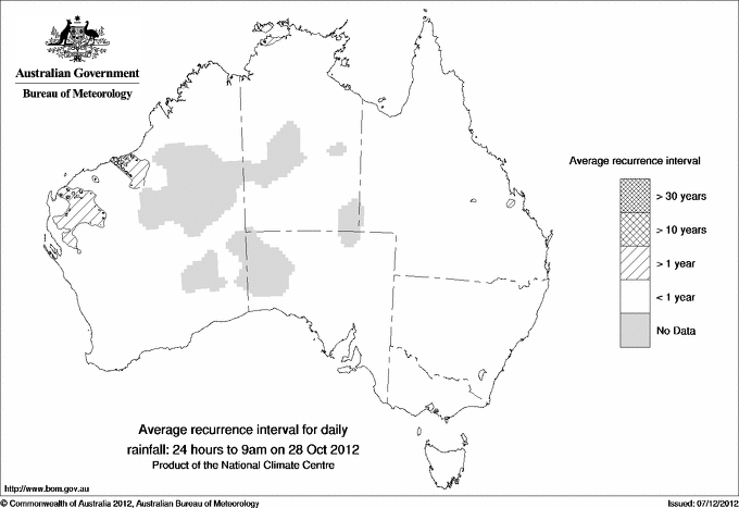 Australian daily rainfall average recurrence interval maps