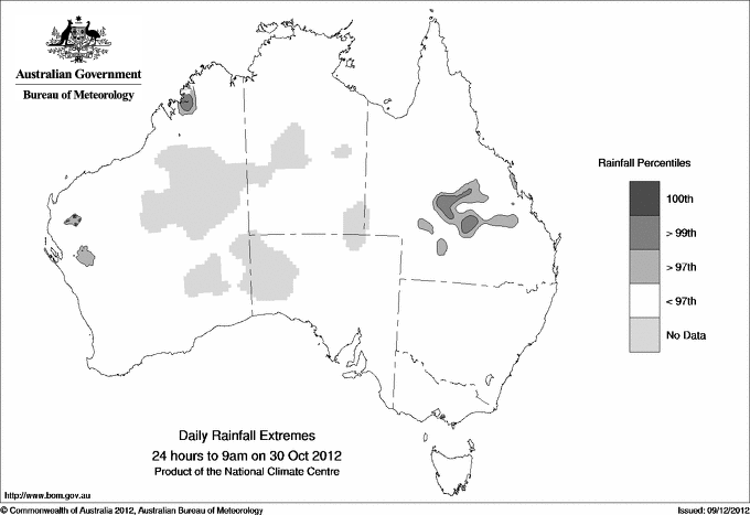 Australian daily rainfall extreme area maps