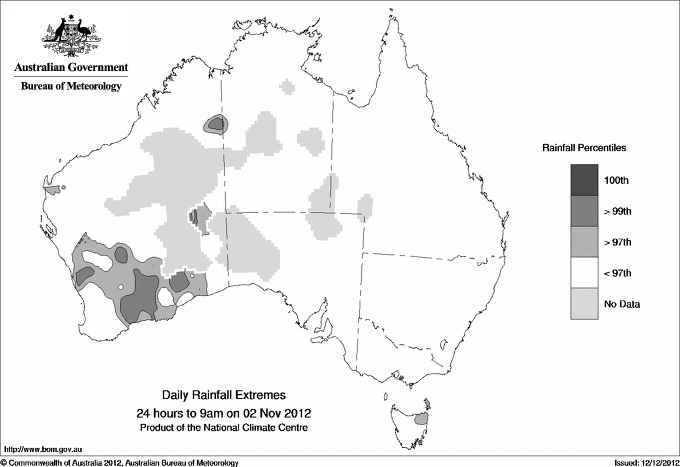 Australian daily rainfall extreme area maps
