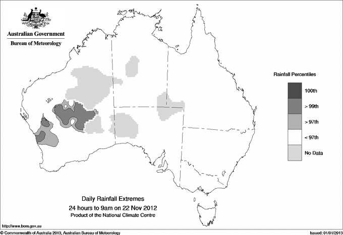 Australian daily rainfall extreme area maps