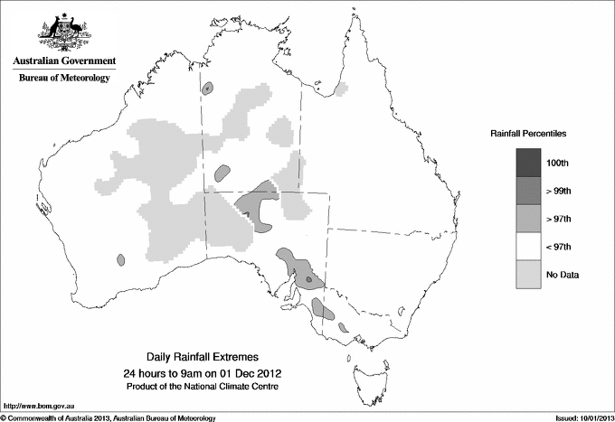Australian daily rainfall extreme area maps