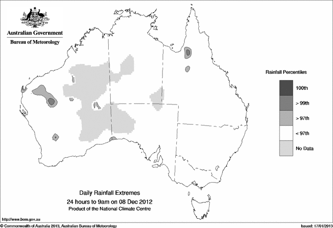 Australian daily rainfall extreme area maps