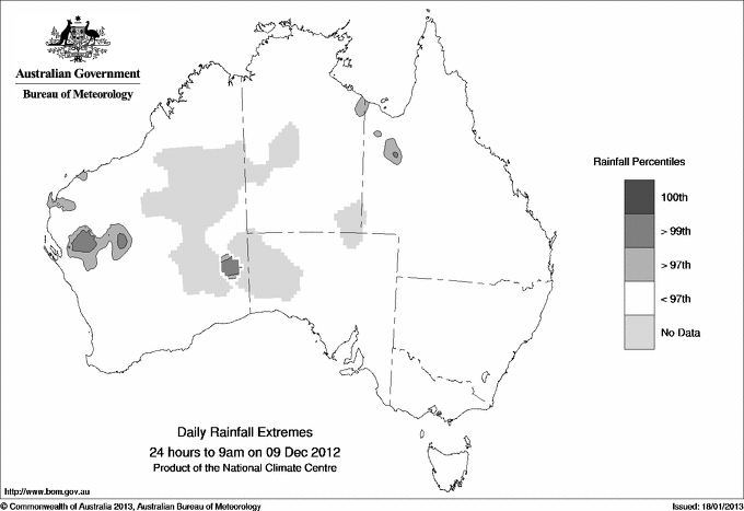 Australian daily rainfall extreme area maps
