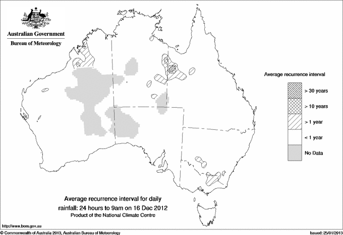 Australian daily rainfall average recurrence interval maps
