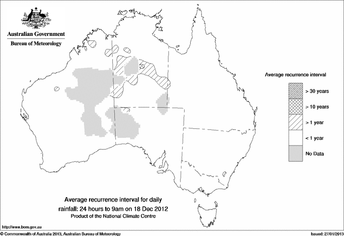 Australian daily rainfall average recurrence interval maps