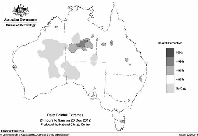Australian daily rainfall extreme area maps