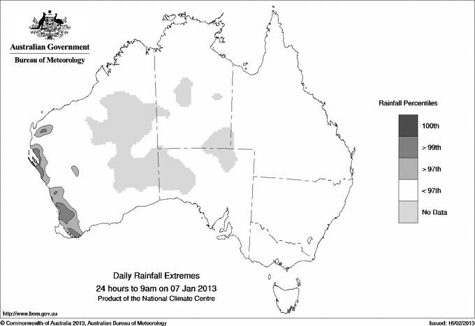 Australian daily rainfall extreme area maps