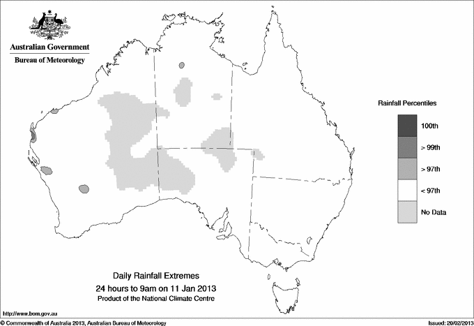 Australian daily rainfall extreme area maps