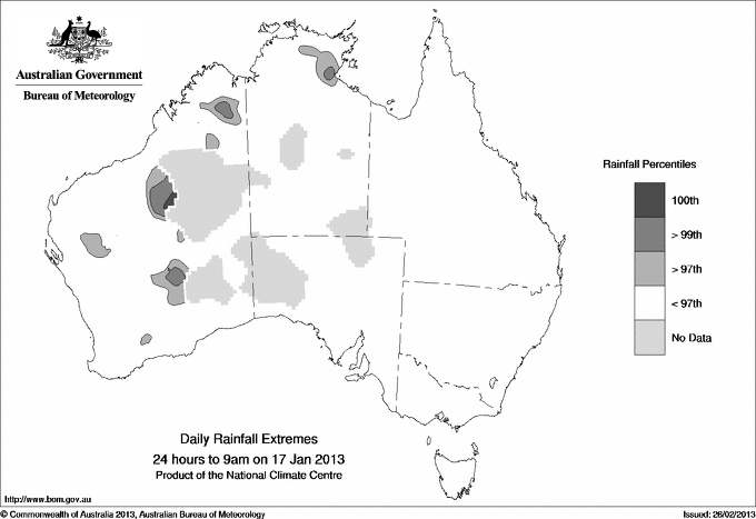 Australian daily rainfall extreme area maps