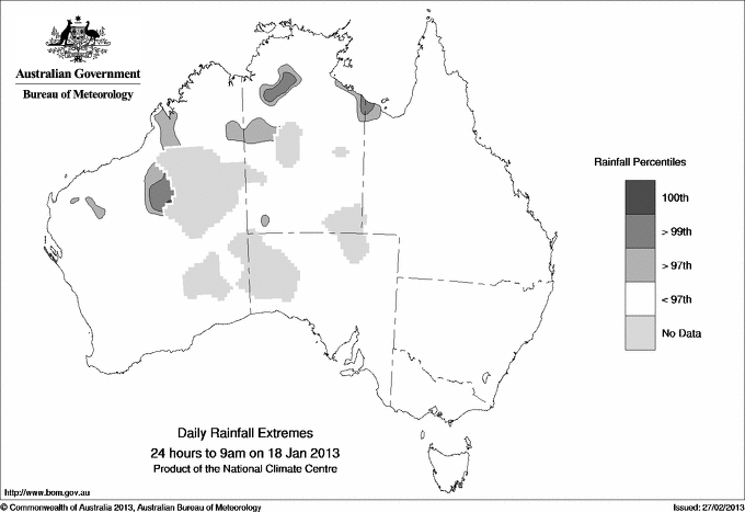 Australian daily rainfall extreme area maps
