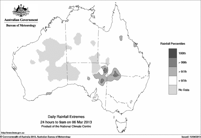 Australian daily rainfall extreme area maps