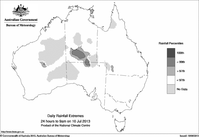 Australian daily rainfall extreme area maps