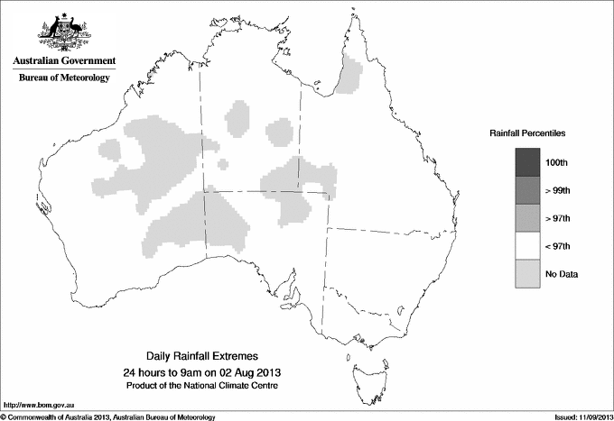 Australian daily rainfall extreme area maps