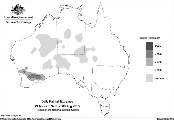 Australian daily rainfall extreme area maps