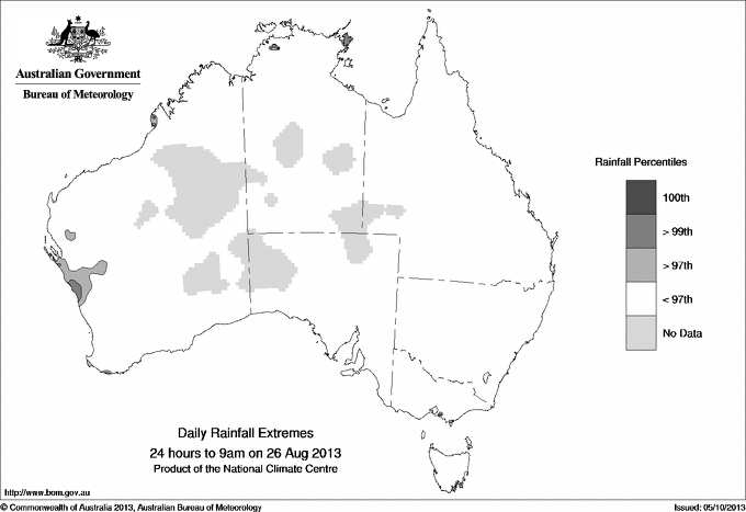 Australian daily rainfall extreme area maps