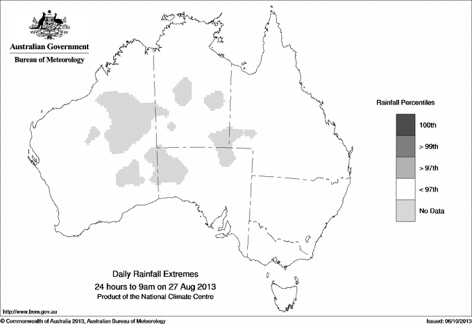 Australian daily rainfall extreme area maps