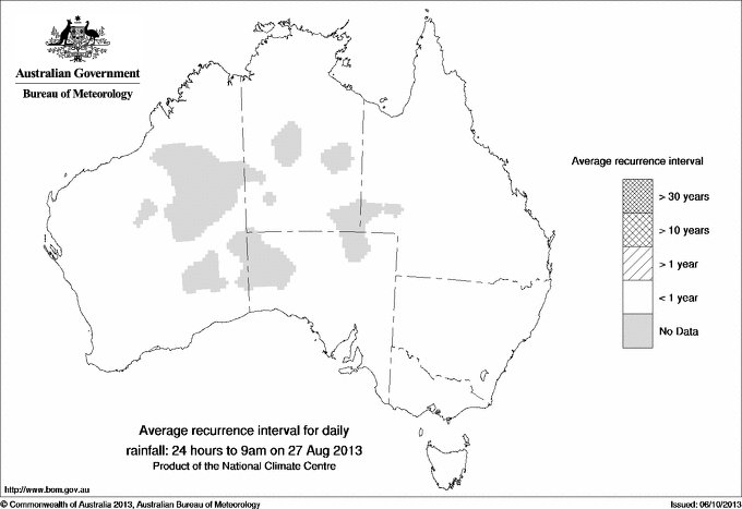 Australian daily rainfall average recurrence interval maps