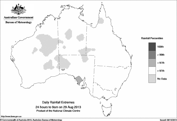 Australian daily rainfall extreme area maps