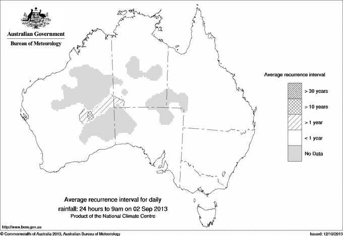 Australian daily rainfall average recurrence interval maps