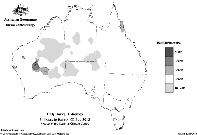Australian daily rainfall extreme area maps