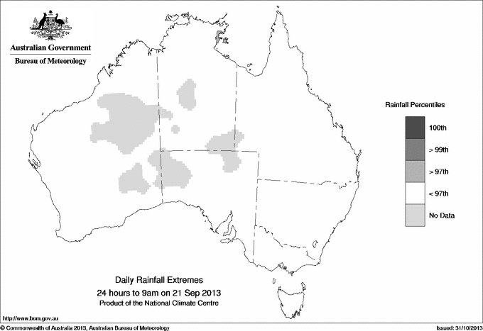 Australian daily rainfall extreme area maps