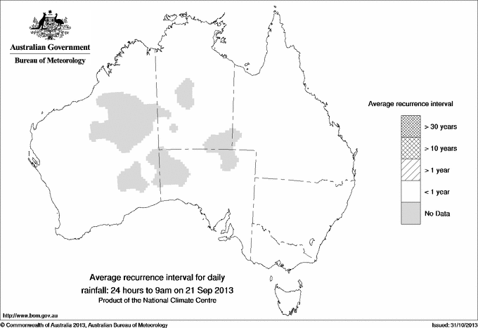 Australian daily rainfall average recurrence interval maps