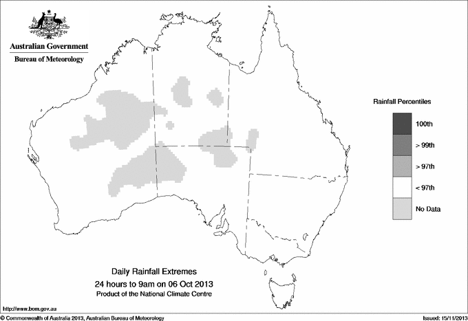 Australian daily rainfall extreme area maps