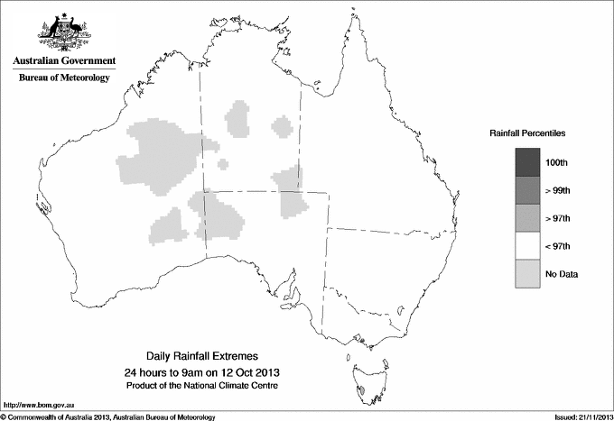 Australian daily rainfall extreme area maps
