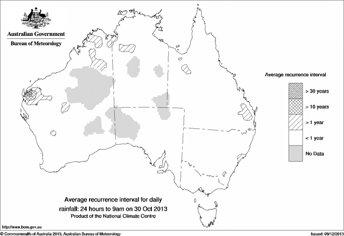 Australian daily rainfall average recurrence interval maps