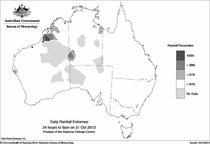 Australian daily rainfall extreme area maps