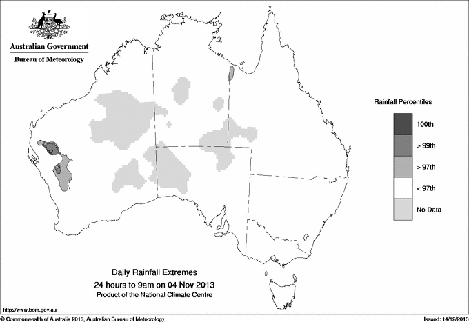 Australian daily rainfall extreme area maps
