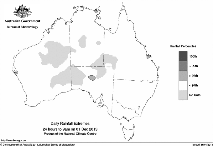 Australian daily rainfall extreme area maps