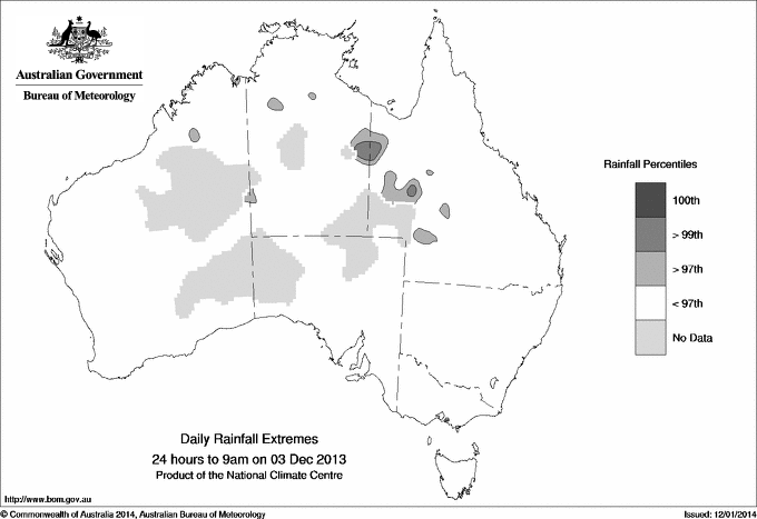 Australian daily rainfall extreme area maps