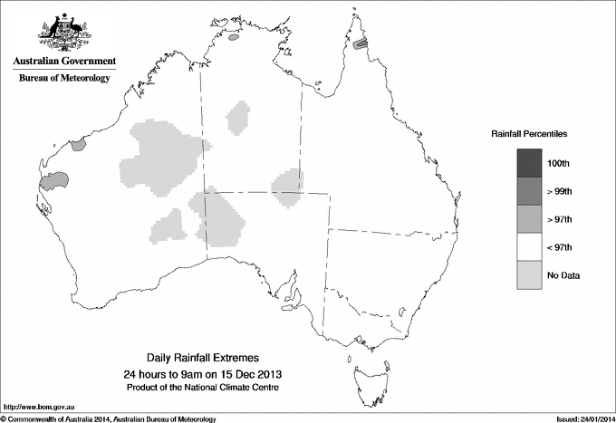 Australian daily rainfall extreme area maps