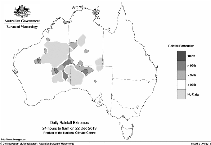 Australian daily rainfall extreme area maps