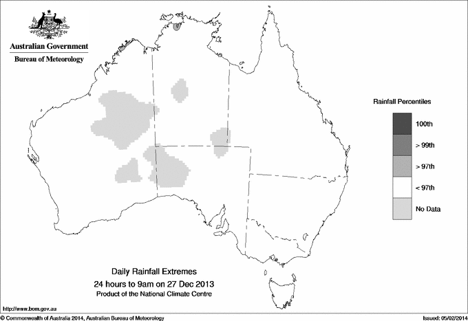 Australian daily rainfall extreme area maps