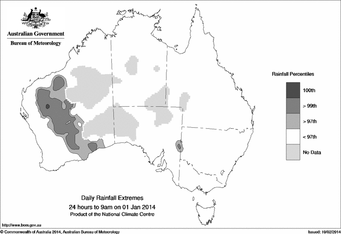 Australian daily rainfall extreme area maps