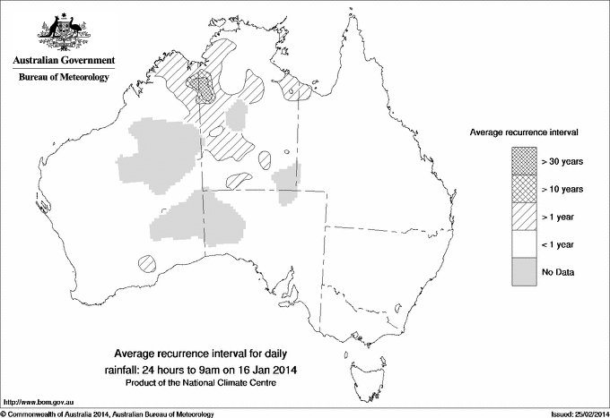 Australian daily rainfall average recurrence interval maps