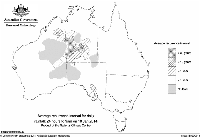 Australian daily rainfall average recurrence interval maps