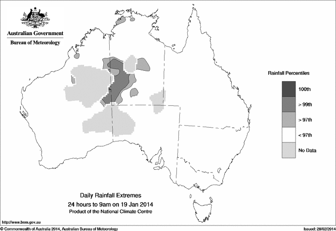 Australian daily rainfall extreme area maps