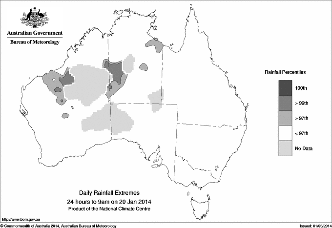 Australian daily rainfall extreme area maps