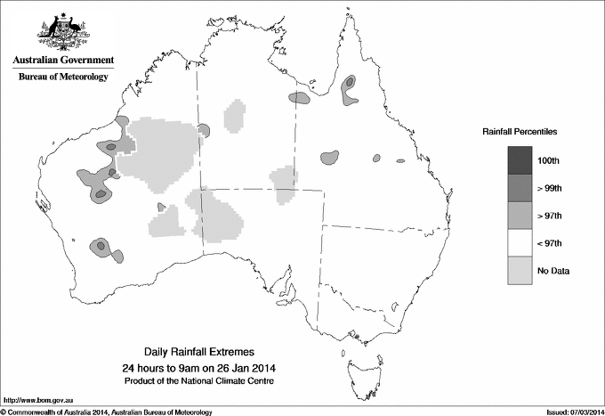 Australian daily rainfall extreme area maps