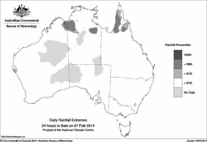 Australian daily rainfall extreme area maps