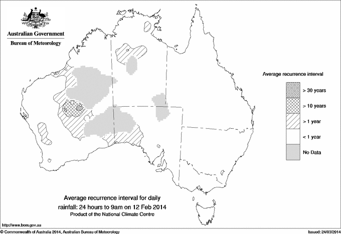 Australian daily rainfall average recurrence interval maps