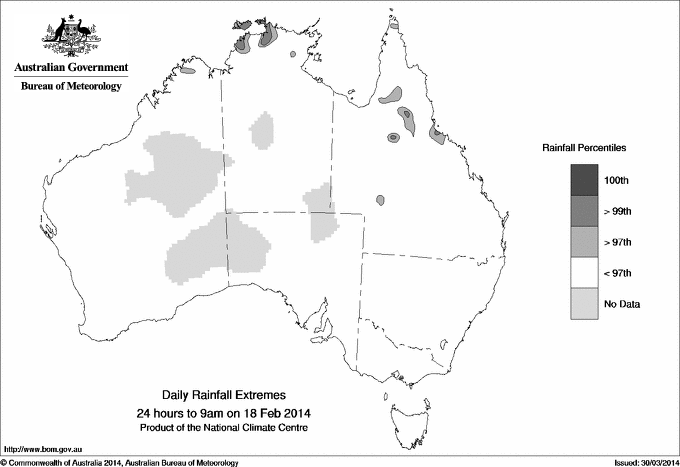 Australian daily rainfall extreme area maps