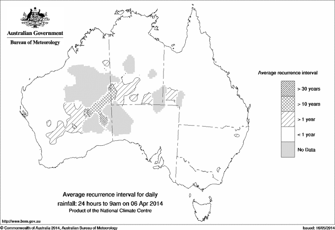Australian daily rainfall average recurrence interval maps