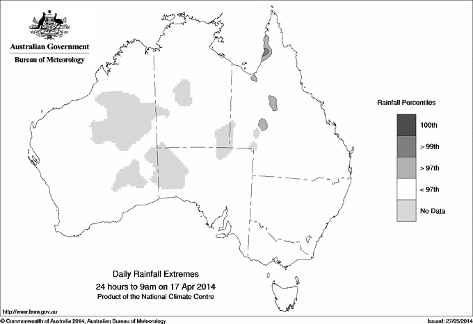 Australian daily rainfall extreme area maps